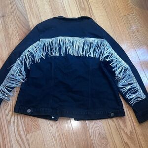 Black Denim/Jean Jacket with Blinged out detail Sz L